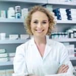 Pharmacist at the counter.